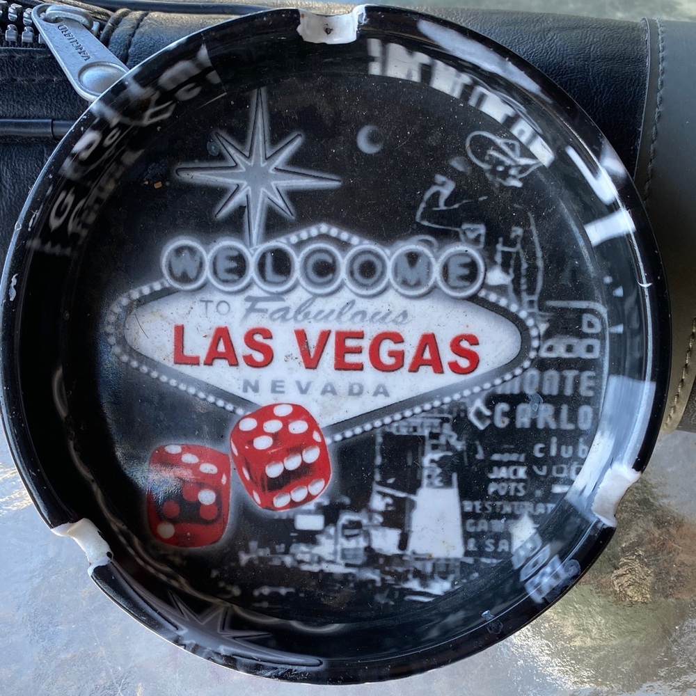 Las Vegas Vintage-Style Ashtray with Dice Graphic